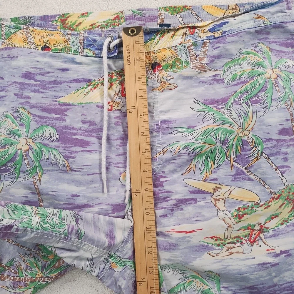 VTG POLO Ralph Lauren Swim Trunks Men's XL Cotton Blend Hawaiian Surf Beach EUC